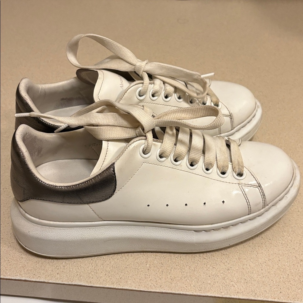 Alexander McQueen White and Silver Oversized Sneakers